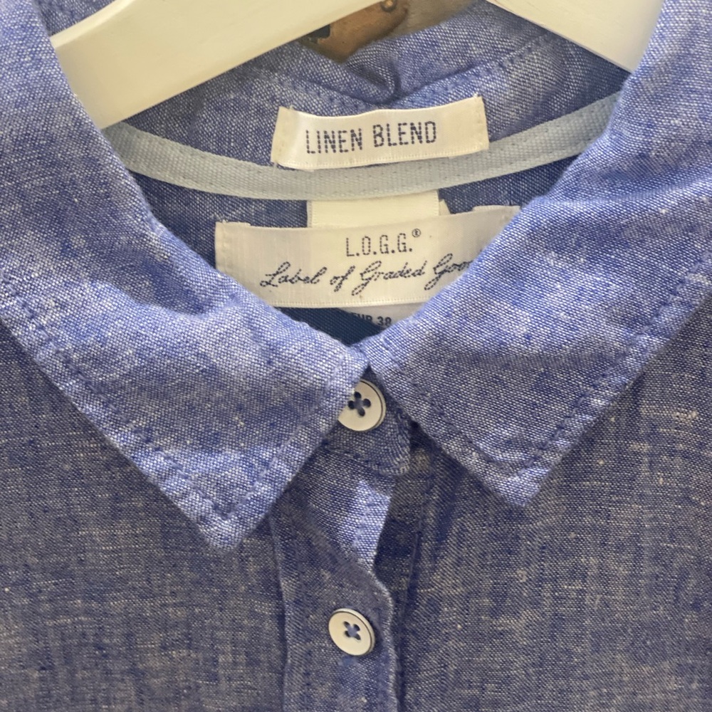 H&M Linen Cotton Blend Label of Gold Button Down Shirt Size 8 Minimal EUC ! - Picture 4 of 7